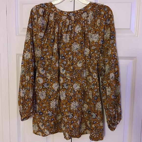 NWOT Old Navy yellow floral peasant split top blouse - Picture 9 of 10